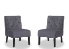 Reese 53" 2Piece Living Room Armless Button Tufted Pattern Accent Chair with Velvet Fabric and Premium High Density Foam Cushion, Grey