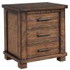 Rustic Three Drawer Reclaimed Solid Wood Framhouse Nightstand Set of Two