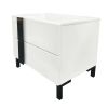 Modern High Gloss 3-Piece Bedroom Set Floating Bed Frame Queen Size Platform Bed with LED Light & 2 Nightstands, White