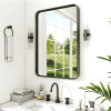 32"x22" Morden Right Angle Rectangle Alloy Aluminium Framed Black Wall-Mounted Bathroom Miiror Vanity Mirror