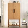 U_STYLE Sophisticated Oak Veneer Cabinet with multiple storage functions,Suitable for Study,Entryway, Hallway, Living Room, Foyer