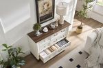 Farmhouse Style 6 Drawer Dresser Chest with Base Wooden Rustic Chest of Drawers, Storage Dresser Organizer for Bedroom, Living Room