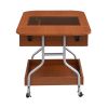Modern Extended Coffee Table with Wheels, Folding Coffee Table with 1 drawer and 2-Tier Storage, Metal Frame Wood Coffee Table for Living Room