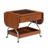 Modern Extended Coffee Table with Wheels, Folding Coffee Table with 1 drawer and 2-Tier Storage, Metal Frame Wood Coffee Table for Living Room