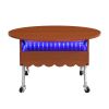 Round Lift-Top Coffee Table with Wheels, Metal Frame and Multi-Color Lighting in 27.6"