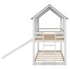 Twin over Twin House Bunk Bed with Slide and Windows,White(Old SKU:GX000920AAK-1)