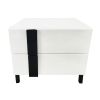 Modern High Gloss 3-Piece Bedroom Set Floating Bed Frame Queen Size Platform Bed with LED Light & 2 Nightstands, White