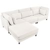 U_Style Modern Modular Sectional Sofa with Movable Ottoman, 110 Inch 4 Seat Sofa Set with 5 pillows, Unique Piping Stitch Design