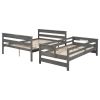 Wood Twin XL over Queen Bunk Bed with Ladder, Gray