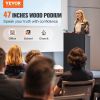 VEVOR Podium Stand, 47 in Hostess Stand with 4 Rolling Wheels, Wood Podium with Storage Shelves, and Slant Desktop, Lecterns & Podiums for Church