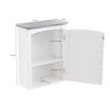 FRALIMK Small Bathroom Wall Cabinet, Medicine Cabinet Organizer for Bathroom, Kitchen, Living Room, White and Gray Top, MDF Material