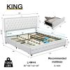 King size bed frame with 4 drawers, Star Galaxy Projector, USB Charger, Music Speaker, Adjustable Upholstered Headboard with Diamond Button,PU Leather