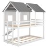 Twin over Twin House Bunk Bed with Slide and Windows,White(Old SKU:GX000920AAK-1)