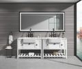 (ONLY FOR PICKUP)  88in. W x 38in. H Oversized Rectangular Black Framed LED Mirror Anti-Fog Dimmable Wall Mount Bathroom Vanity Mirror Wall Mirror Kit