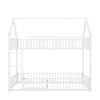 Metal Twin over Twin House Bunk Bed with Fence and Door, White