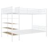 Twin Over Full Metal Bunk Bed with 5-Tier Shelves, White