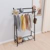 1pc, Free Standing Metal Towel Stand with Storage Shelf and Wheel for Extra Large Towel Blanket Drying, Metal Towel Drying Rack and Blanket Holder