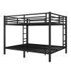 Metal Queen over Queen Bunk Bed for Teens and Adults,Space-Saving/Noise Reduced/No Box Spring Needed, Black