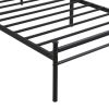 Twin Size metal bedframe, Headboard with wood panel decoration, black