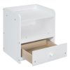 Full Size Wooden platform bed with Multi-functional Storage Space, Nightstand, 2 Drawers, USB Ports and Desk, White