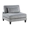 6pc Modular Sectional Set Gray Corduroy Upholstery 2x Armless Chairs 3x Corner Seats 1x Ottoman Pillows Living Room Furniture