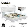 Queen size bed frame with 4 drawers, Star Galaxy Projector, USB Charger, Music Speaker, Adjustable Upholstered Headboard with Diamond Button