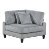 6pc Modular Sectional Set Gray Corduroy Upholstery 2x Armless Chairs 3x Corner Seats 1x Ottoman Pillows Living Room Furniture