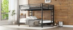 Metal Queen over Queen Bunk Bed for Teens and Adults,Space-Saving/Noise Reduced/No Box Spring Needed, Black