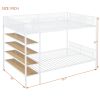 Twin Over Full Metal Bunk Bed with 5-Tier Shelves, White