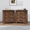 Rustic Three Drawer Reclaimed Solid Wood Framhouse Nightstand Set of Two