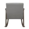1pc Rocking Chair Gray Faux Leather Upholstery Button Tufted Solid Wood Furniture