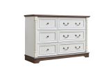 Farmhouse Style 6 Drawer Dresser Chest with Base Wooden Rustic Chest of Drawers, Storage Dresser Organizer for Bedroom, Living Room