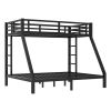 Metal Twin XL over Queen Bunk Bed for Teens and Adults,Space-Saving/Noise Reduced/No Box Spring Needed,Black