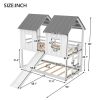 Twin over Twin House Bunk Bed with Slide and Windows,White(Old SKU:GX000920AAK-1)