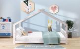 Full Size House Bed Wood Bed, White