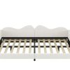 Full size Upholstered Daybed, Sherpa Fabric Sofabed with Cloud-Shaped Backrest, No Box-spring Needed, White