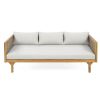 CLAREMONT 3 SEATER DAYBED WITH RATTAN ARMS (LIGHT GREY CUSHION)