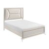 1pc Modern Luxury Queen Bed Upholstered Headboard with LED Lighting Wooden Bedroom Furniture Antique White Finish and Gold