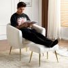 Velvet Accent Chair Set Barrel Chair with Ottoman Modern Club Chair Reading Armchair with Lumbar Pillow for Living Room, Bedroom, Study Room