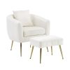 Velvet Accent Chair Set Barrel Chair with Ottoman Modern Club Chair Reading Armchair with Lumbar Pillow for Living Room, Bedroom, Study Room