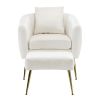 Velvet Accent Chair Set Barrel Chair with Ottoman Modern Club Chair Reading Armchair with Lumbar Pillow for Living Room, Bedroom, Study Room