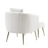 Velvet Accent Chair Set Barrel Chair with Ottoman Modern Club Chair Reading Armchair with Lumbar Pillow for Living Room, Bedroom, Study Room