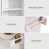 K&K Kitchen Island with Trash Can Storage Cabinet, Kitchen Cart with Drop Leaf, Spice Rack, Towel Rack and Drawer