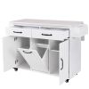K&K Kitchen Island with Trash Can Storage Cabinet, Kitchen Cart with Drop Leaf, Spice Rack, Towel Rack and Drawer