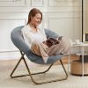 Cozy Chair, Faux Fur Saucer Chair for Bedroom, Comfy Foldable Moon Chair, Round Fluffy Chair for Living Room, Fuzzy Saucer Chairs for Adults Room
