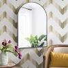 36"*24"Aluminum alloy fine-edged right-angle arched black wall mirror Decorative Bathroom Mirror with Elegant Scalloped Design (Set of 2)