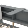Wood Twin Size platform bed with Storage Headboard, Shelves and 2 Drawers, Gray