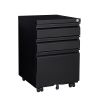 3 Drawer Mobile Locking File Cabinet, Rolling Filing Cabinet for Letter/A4 Size With 5 Wheels