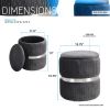Techni Mobili Modern Velvet Round Ottoman with Storage, Grey