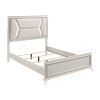 1pc Modern Luxury Queen Bed Upholstered Headboard with LED Lighting Wooden Bedroom Furniture Antique White Finish and Gold